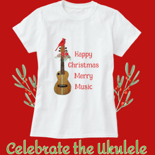T-shirt Festive Ukulele Joyeux Noël Musique Merry