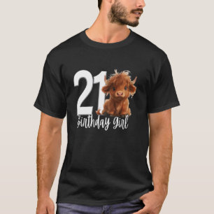 T-shirt Fête 21 ans fille vache highland écossaise Twe