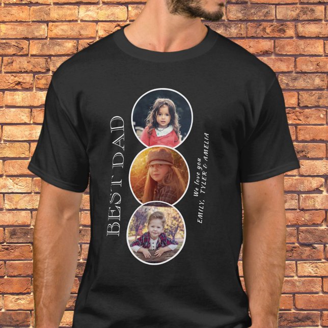 T-shirt Fête 3 du Père du meilleur papa Collage photo oval (Créateur téléchargé)