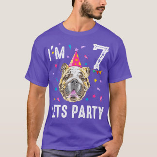 T-shirt Fête 7E Anniversaire Avec Bulldog Anglais