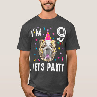 T-shirt Fête 9E Anniversaire Avec Bulldog Anglais
