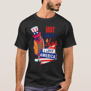 T-shirt Fête Aux États-Unis Cadeau Hot Dog Amour États-Uni