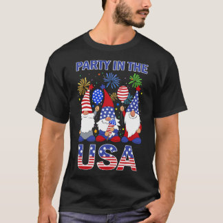 T-shirt Fête aux États-Unis Gnome Patriotique Drapeau 4 ju