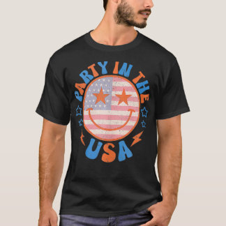 T-shirt Fête Aux Etats-Unis Joyeux Visage Smile American D