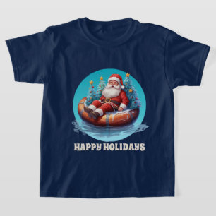 T-shirt fête Christmas beach Père Noël ajouter texte aquar
