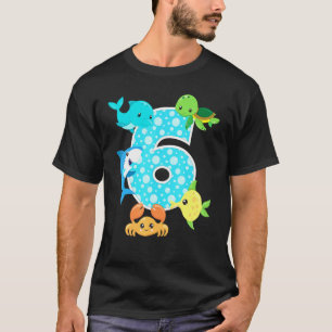 T-shirt Fête d'anniversaire 6 ans 6 ans Poisson de mer Aqu