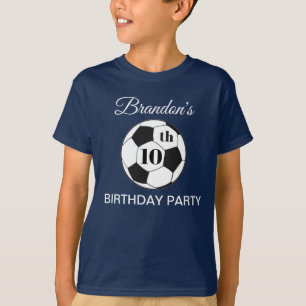 T-shirt Fête d'anniversaire de 10 ans Football Bleu Garçon