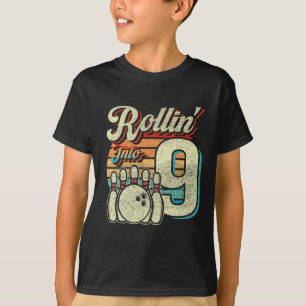 T-shirt Fête d'anniversaire de bowling en entrant dans 9 9