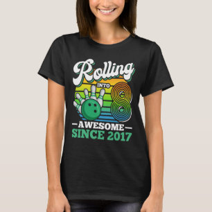 T-shirt Fête d'anniversaire de bowling qui entre dans sa 8