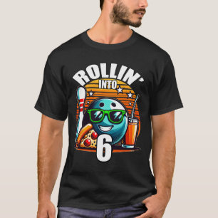 T-shirt Fête d'anniversaire de bowling Rouler dans 6 6ème 