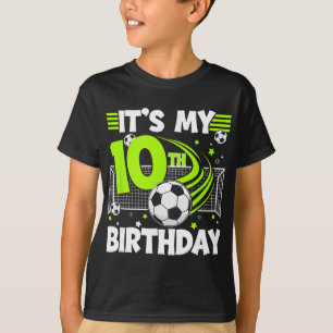 T-shirt Fête d'anniversaire de football 10 ans 10 ans Joue