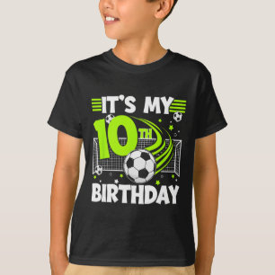 T-shirt Fête d'anniversaire de football 10 ans 10 ans Joue