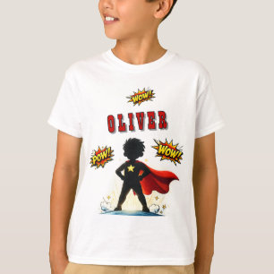 T-shirt Fête d'anniversaire de garçon super-héros de style