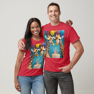 T-shirt Fête D'Anniversaire De Giraffe Avec Gâteau De Ball