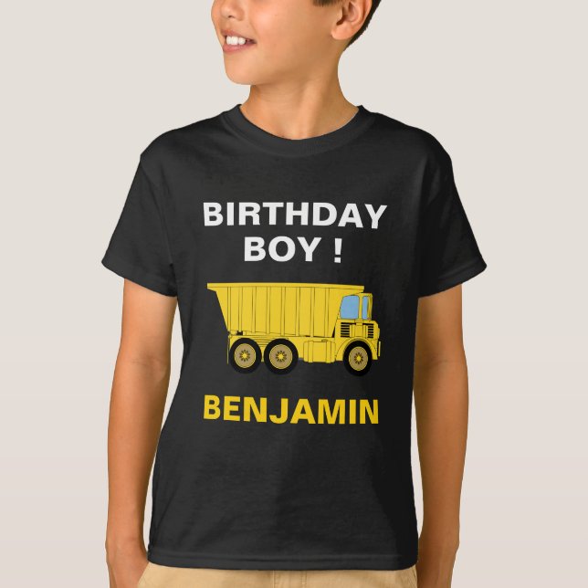 T-shirt Fête d'anniversaire de la construction de camions  (Devant)