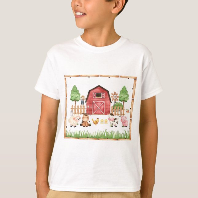 T-shirt Fête d'anniversaire de Red Farm Animaux (Devant)
