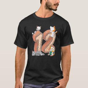 T-shirt Fête d'anniversaire des chats 12 ans Douze ans Cha