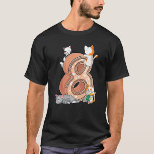 T-shirt Fête d'anniversaire des chats 8 ans Huit 8 ans Cha