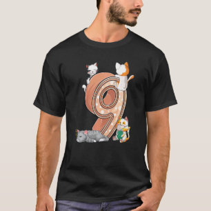 T-shirt Fête d'anniversaire des chats 9 ans Neuf 9 ans Cha