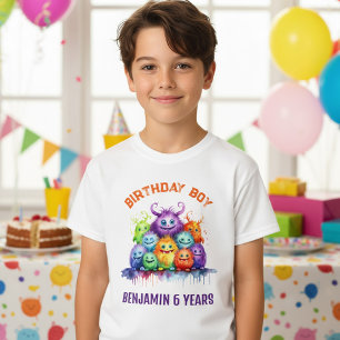 T-shirt Fête d'anniversaire des enfants avec des monstres