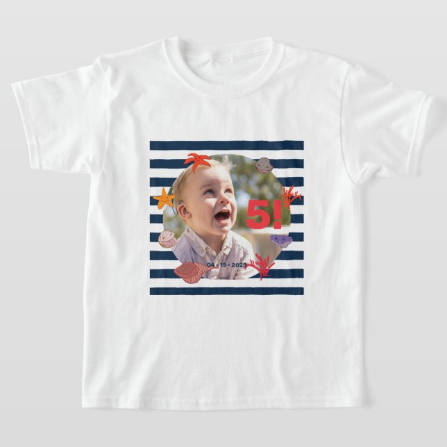 T-shirt Fête d'anniversaire des marins d'été pour enfants (Poser)