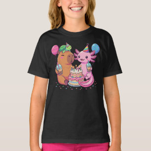 T-shirt Fête d'anniversaire du capybara et de l'axolotl ka