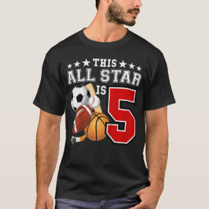 T-shirt Fête d'anniversaire d'une vedette du sport de 5 an
