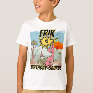 T-shirt Fête d'anniversaire personnalisée avec un dinosaur