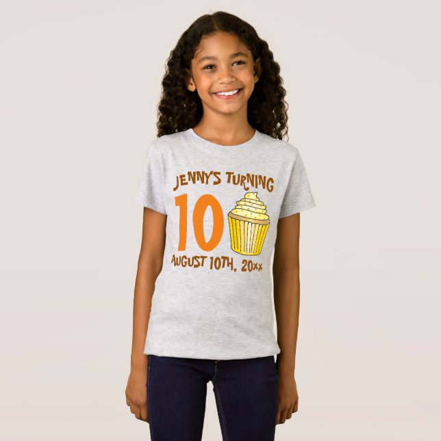 T-Shirt Fête d'anniversaire personnalisée Favoriser Cupcak (Devant entier)
