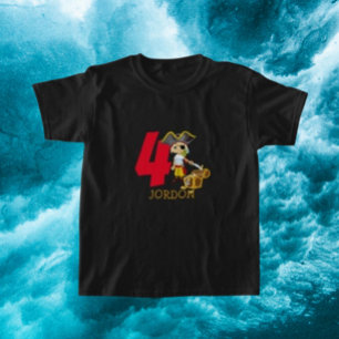 T-shirt Fête d'anniversaire Pirate 4 ans Nom