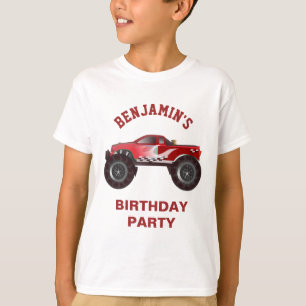 T-shirt Fête d'anniversaire pour enfants Red Monster Truck
