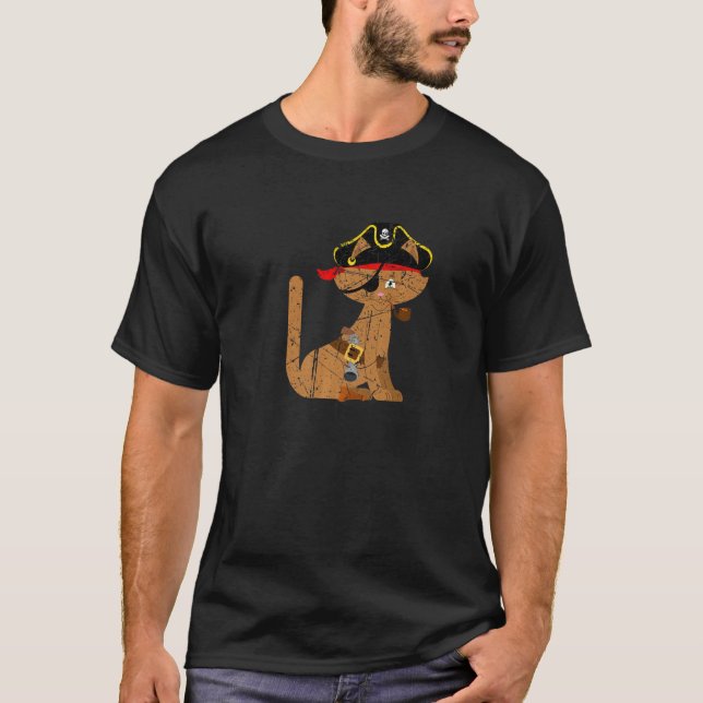 T-shirt Fête d'Anniversaire Thématique Chat Pirate Capitai (Devant)
