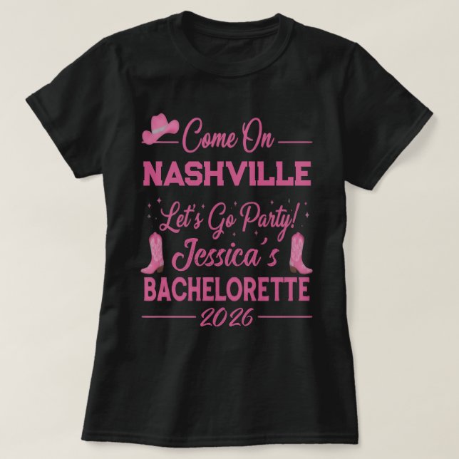 T-shirt Fête de Bachelorette Cowboy Barbiecore Personnalis (Design devant)