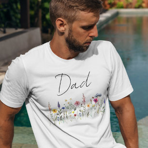 T-shirt Fête de Bébé Papa Prairie de Fleurs Sauvages Éléga