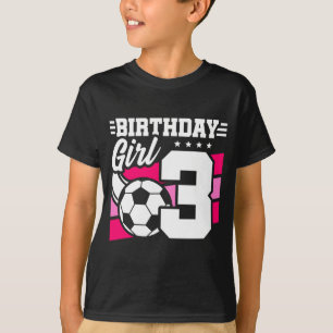 T-shirt Fête de football de 3 ans 3e anniversaire Fille