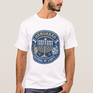 T-shirt Fête de Hanukkah des Lumières Menorah & Dreidel