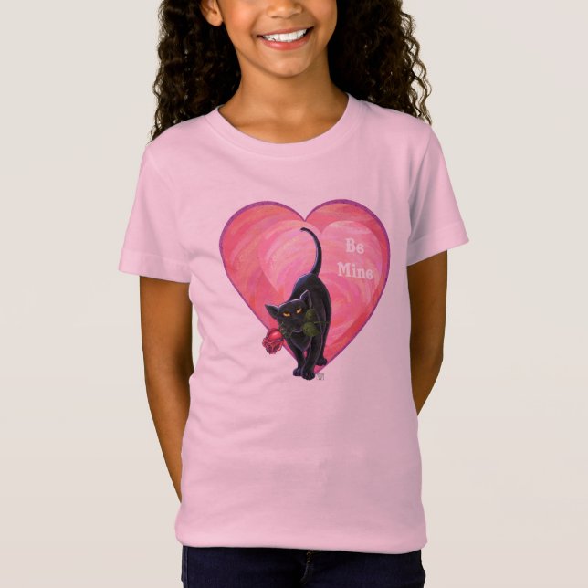 T-Shirt Fête de la Saint-Valentin au chat noir (Devant)