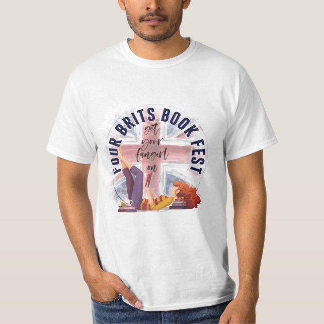 T-shirt Fête de livre de quatre Bris Normal Mens/Unisex (Devant)