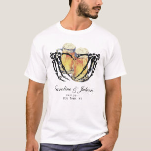 T-shirt Fête de Mariage Thème Bière Mains de Squelette Lov