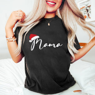 T-shirt Fête de Noël de la maman Santa Hat Noir