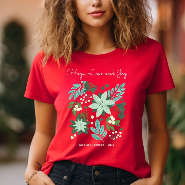T-shirt Fête de Noël florale (Floral Christmas Party T-Shirt)
