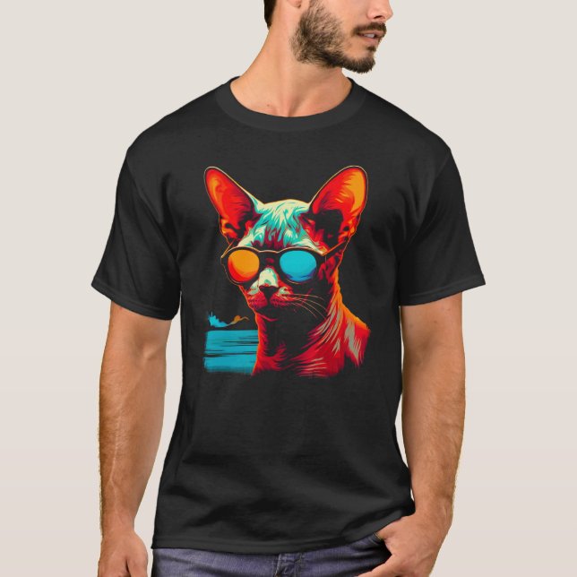 T-shirt Fête de plage de chat Devon Rex (Devant)