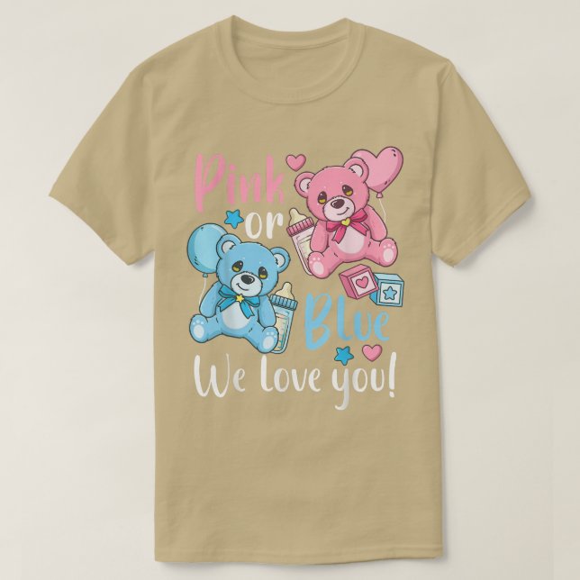T-shirt Fête de révélation de genre rose ou bleu (Design devant)