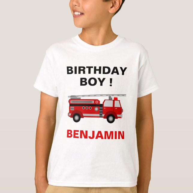 T-shirt Fête des Anniversaires de enfants de camion-feu (Devant)
