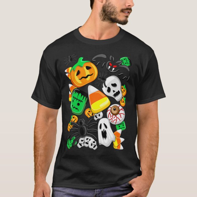 T-shirt Fête des Candies Éffrayantes d'Halloween (Devant)