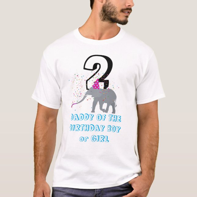 T-shirt Fête des éléphants - Anniversaire animal papa fill (Devant)