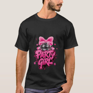 T-shirt Fête des femmes Coquette Bow Disco Ball Anniversai
