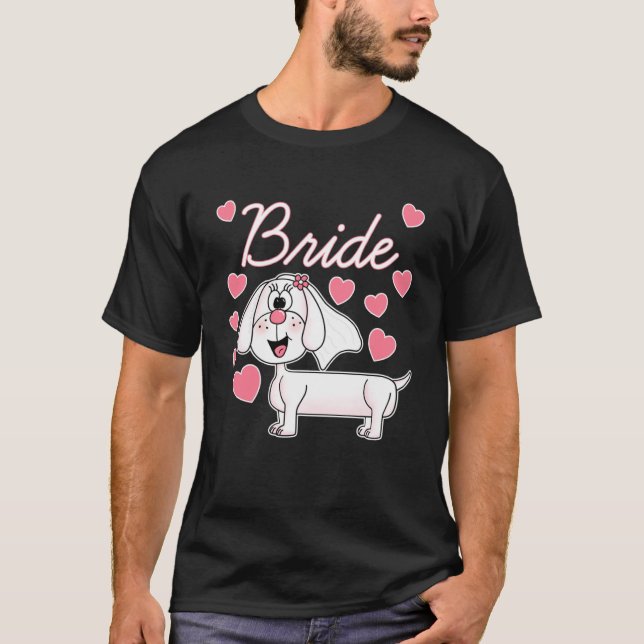 T-shirt Fête des mariées de chien Mariage Dachshund Bride (Devant)