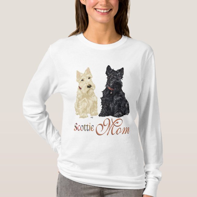 T-shirt Fête des mères des écossaises roulettes et noires (Devant)