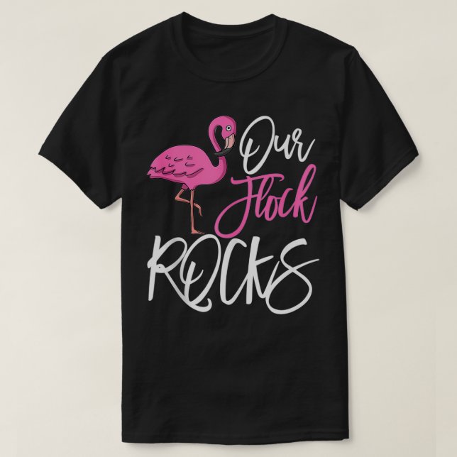 T-shirt Fête des mères maman Flamant rose rose Notre troup (Design devant)